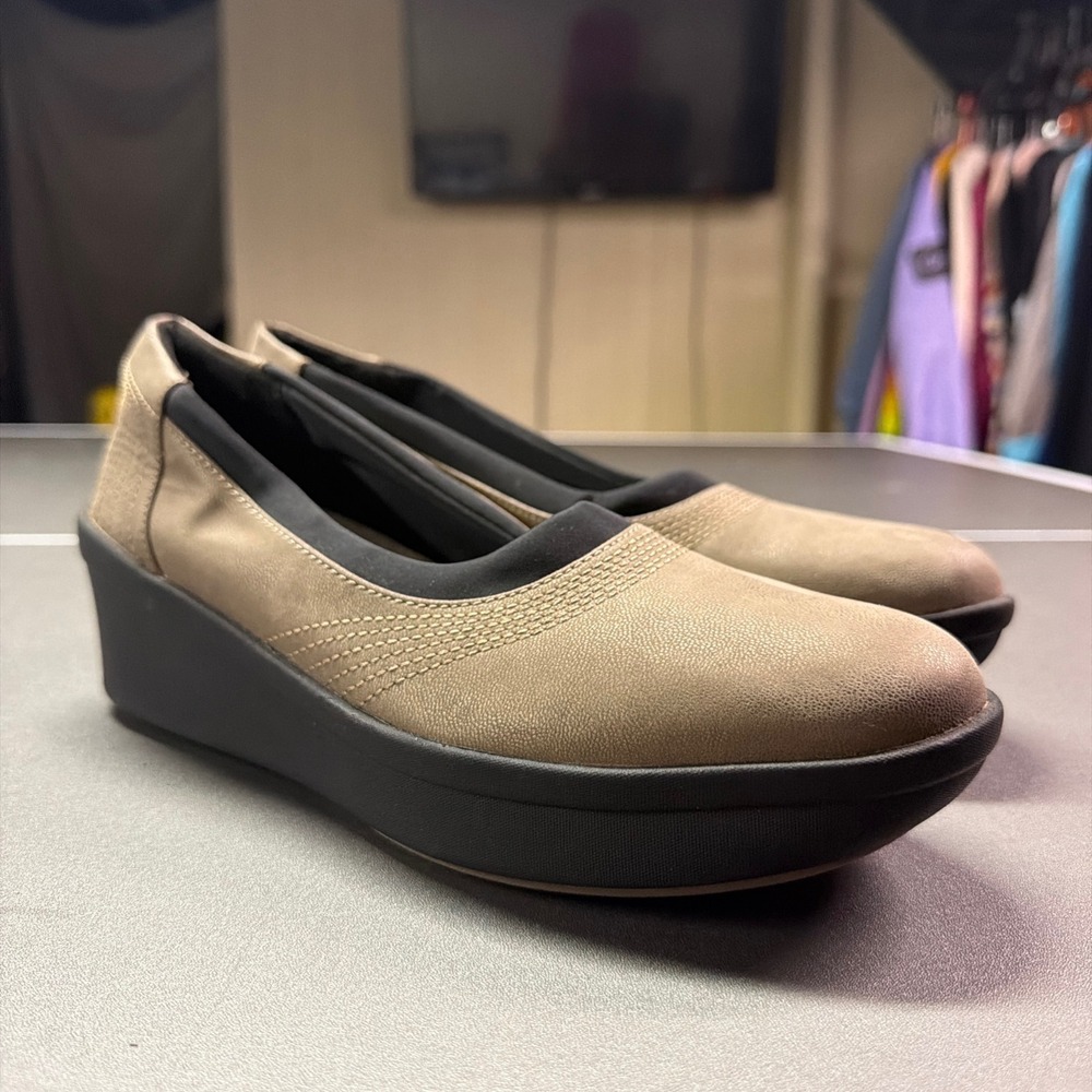 Clarks Cloudsteppers Step Rose Sky Pewter Slip On Flats Women's US 9 Wide